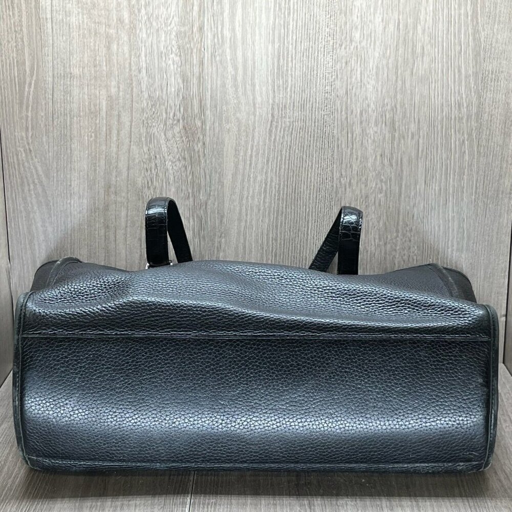 Brighton Womens Handbag Embossed Crocodile Leather Satchel Shoulder Bag Black - Picture 5 of 12